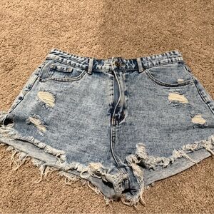 SHEIN Light Blue Distressed Jean Shorts